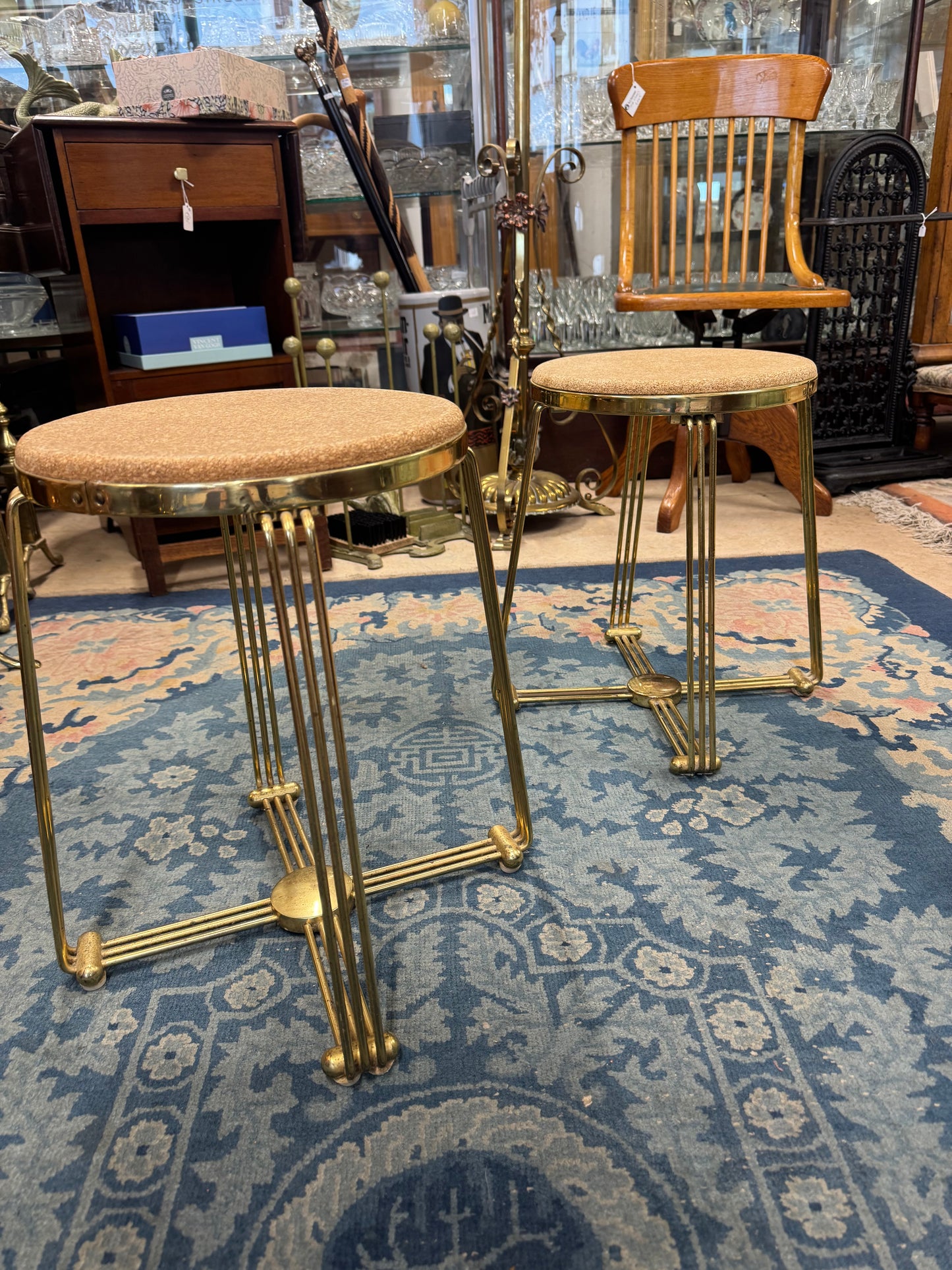 Pair of Funky Mid Century Tubular Stools