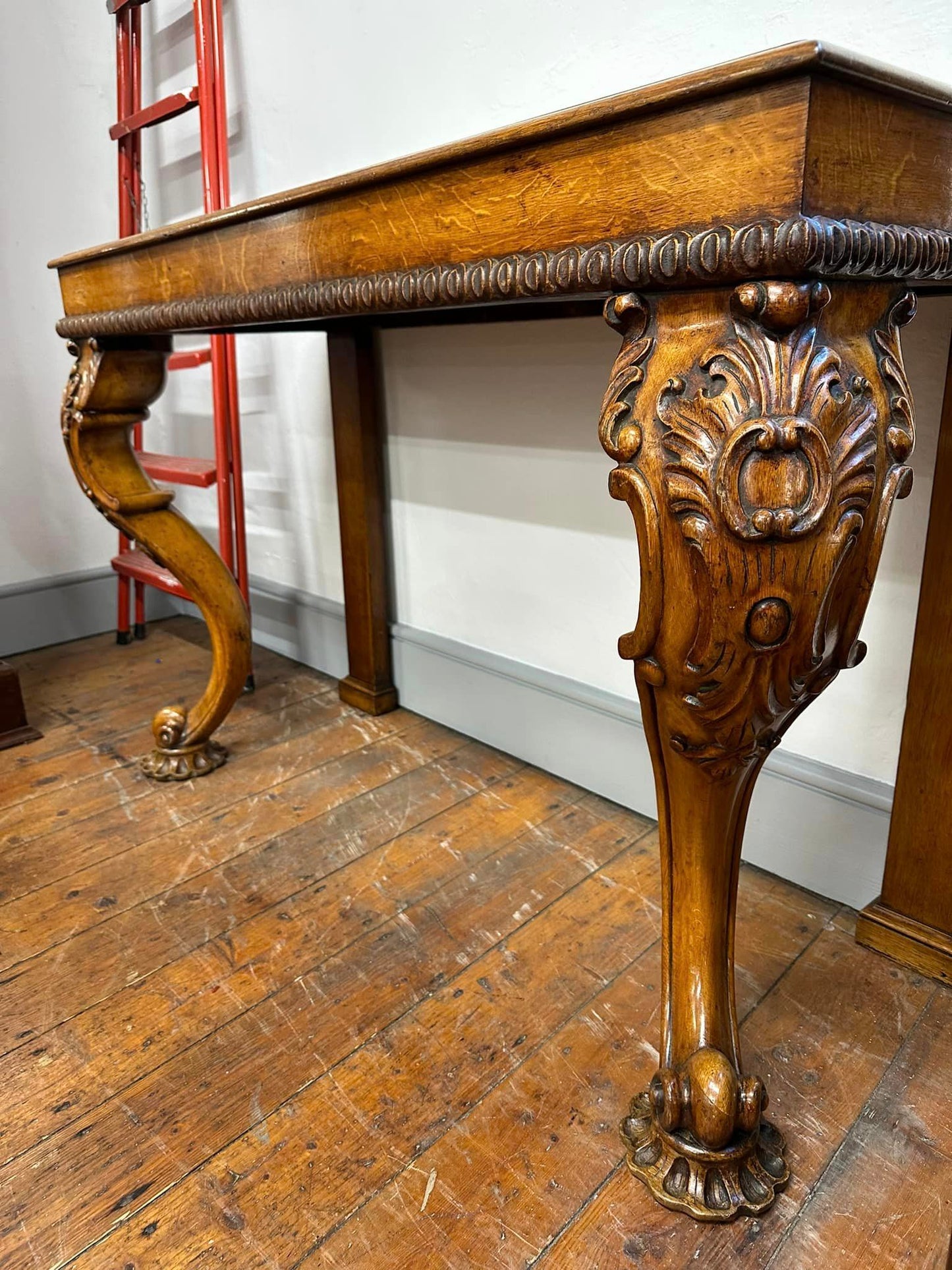 Carved Oak Console Table