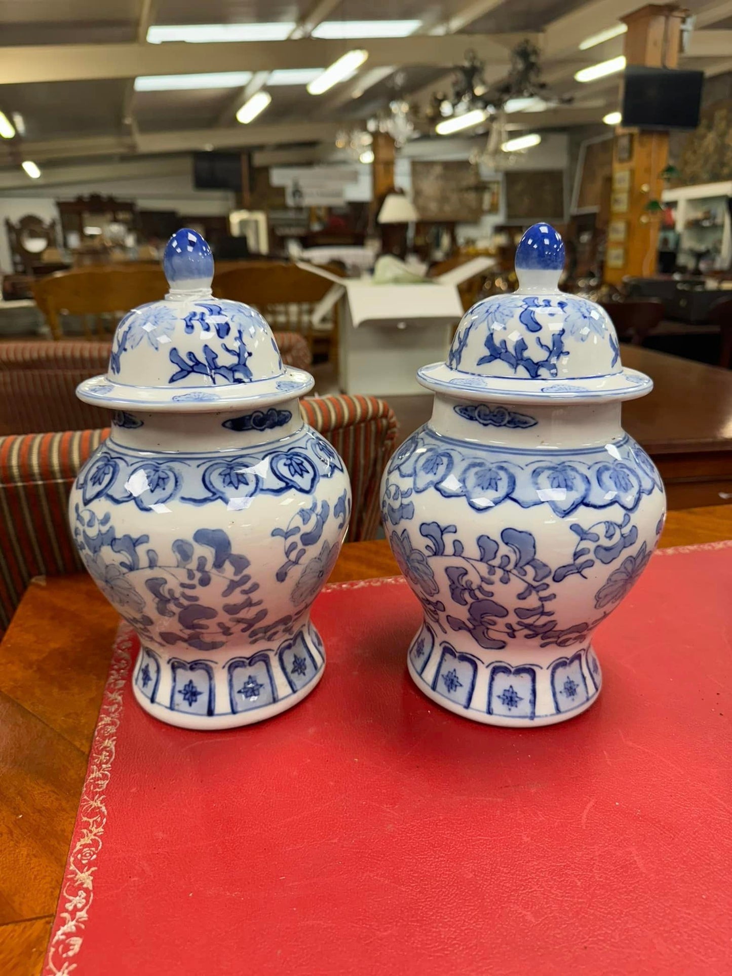 Pair of Blue and White Ginger Jars