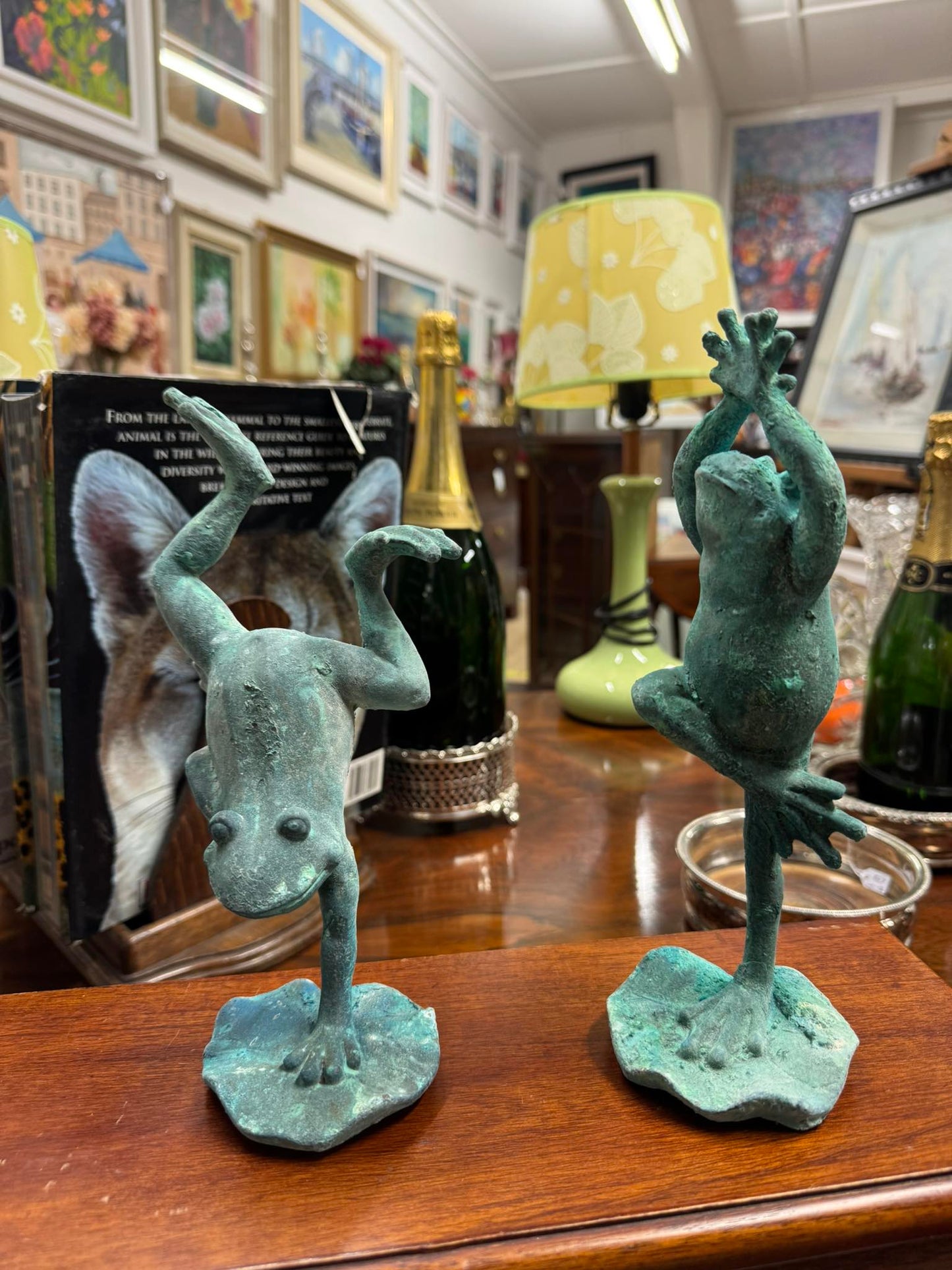 Pair of Cast Iron Yoga Frogs