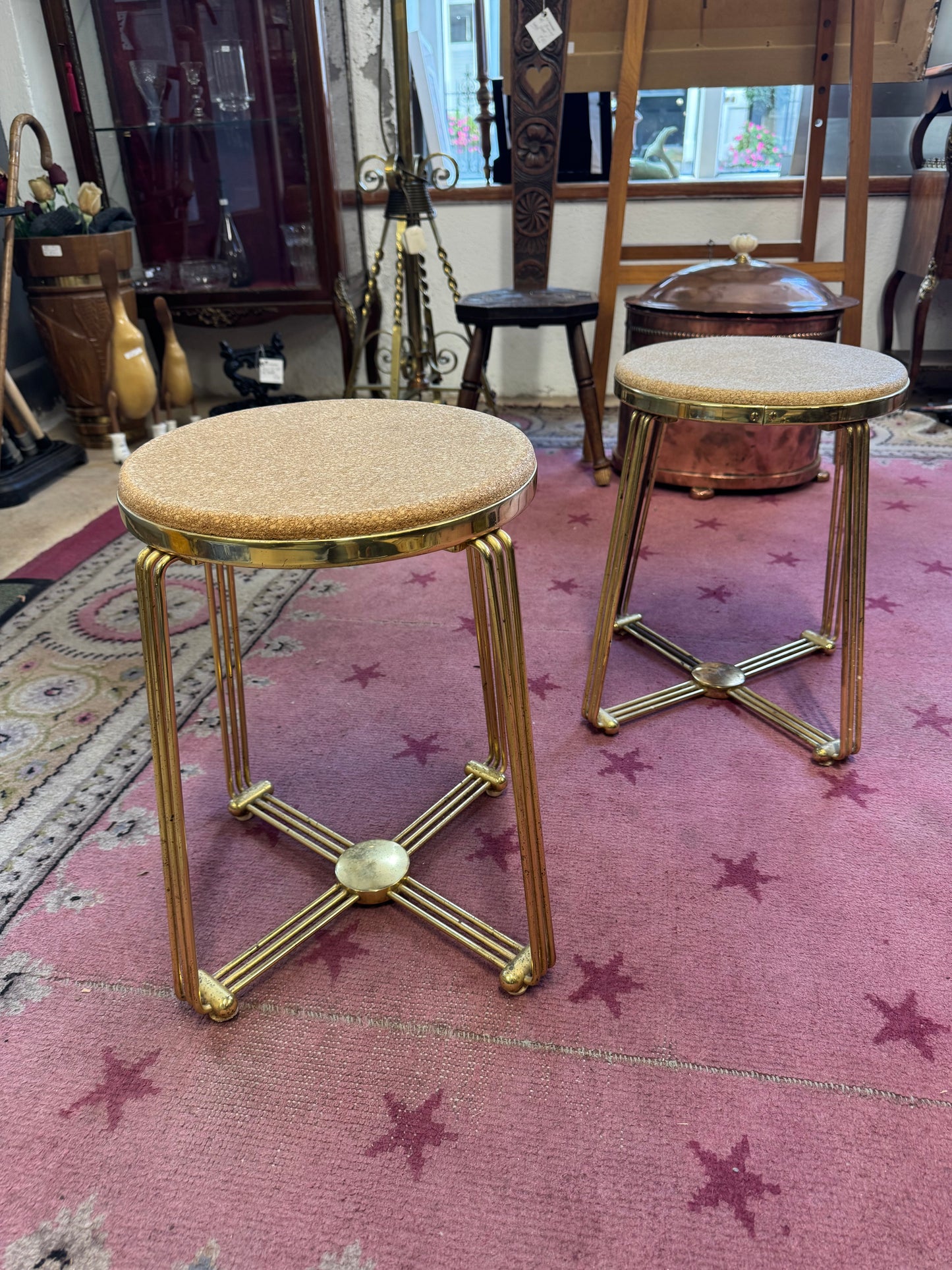 Pair of Funky Mid Century Tubular Stools