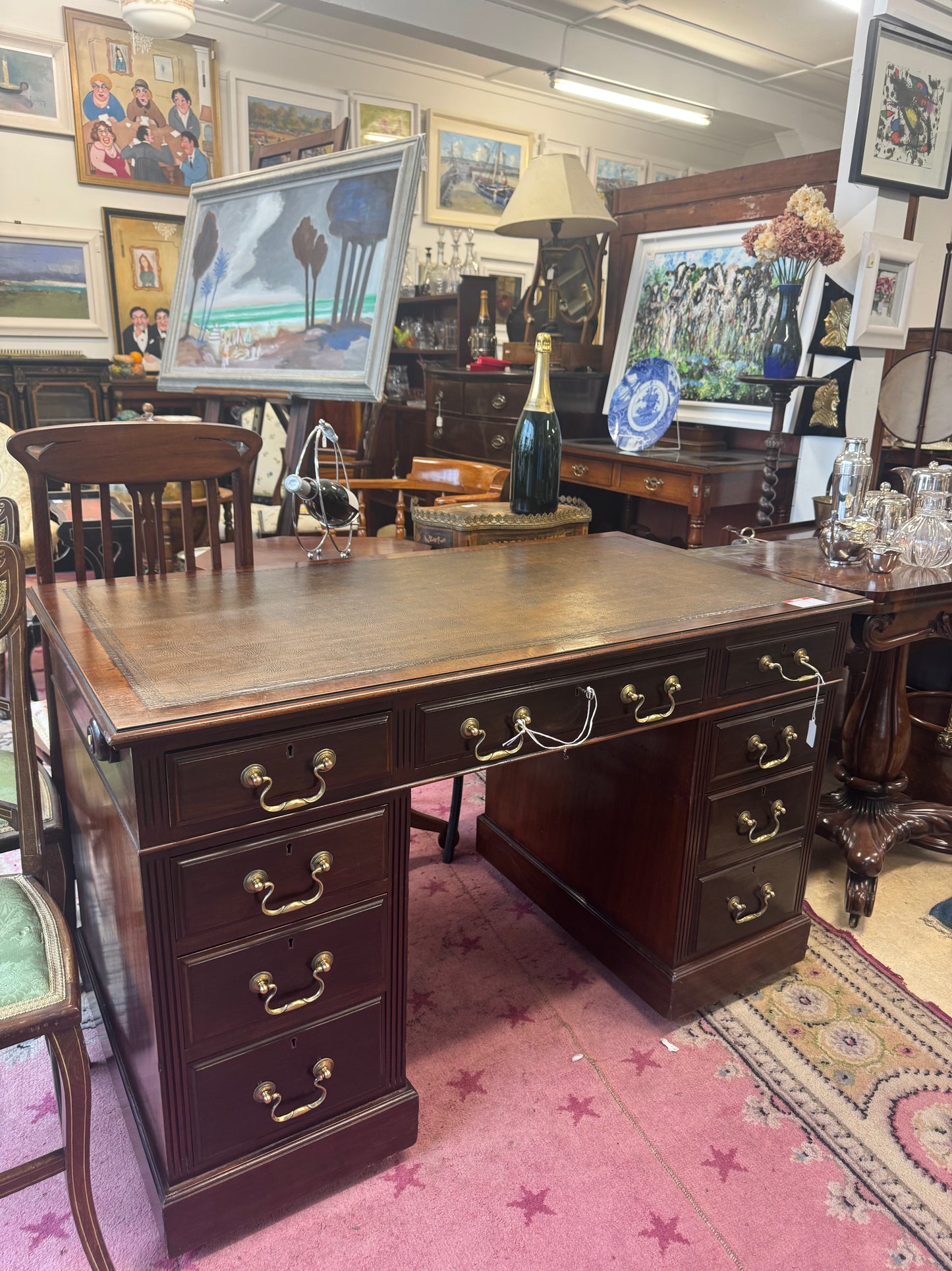 Edwardian Mahogany Pedestal Desk