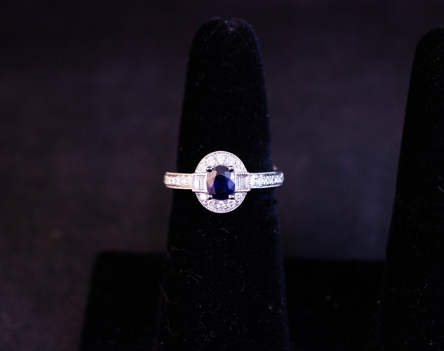 Halo Sapphire Diamond Ring