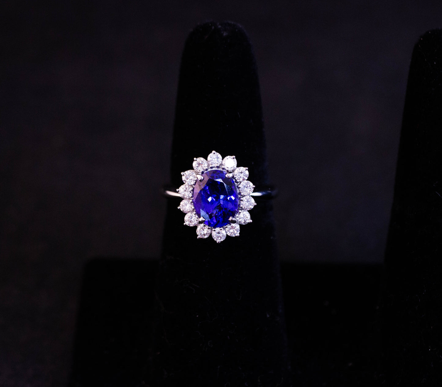 Tanzanite Halo Ring