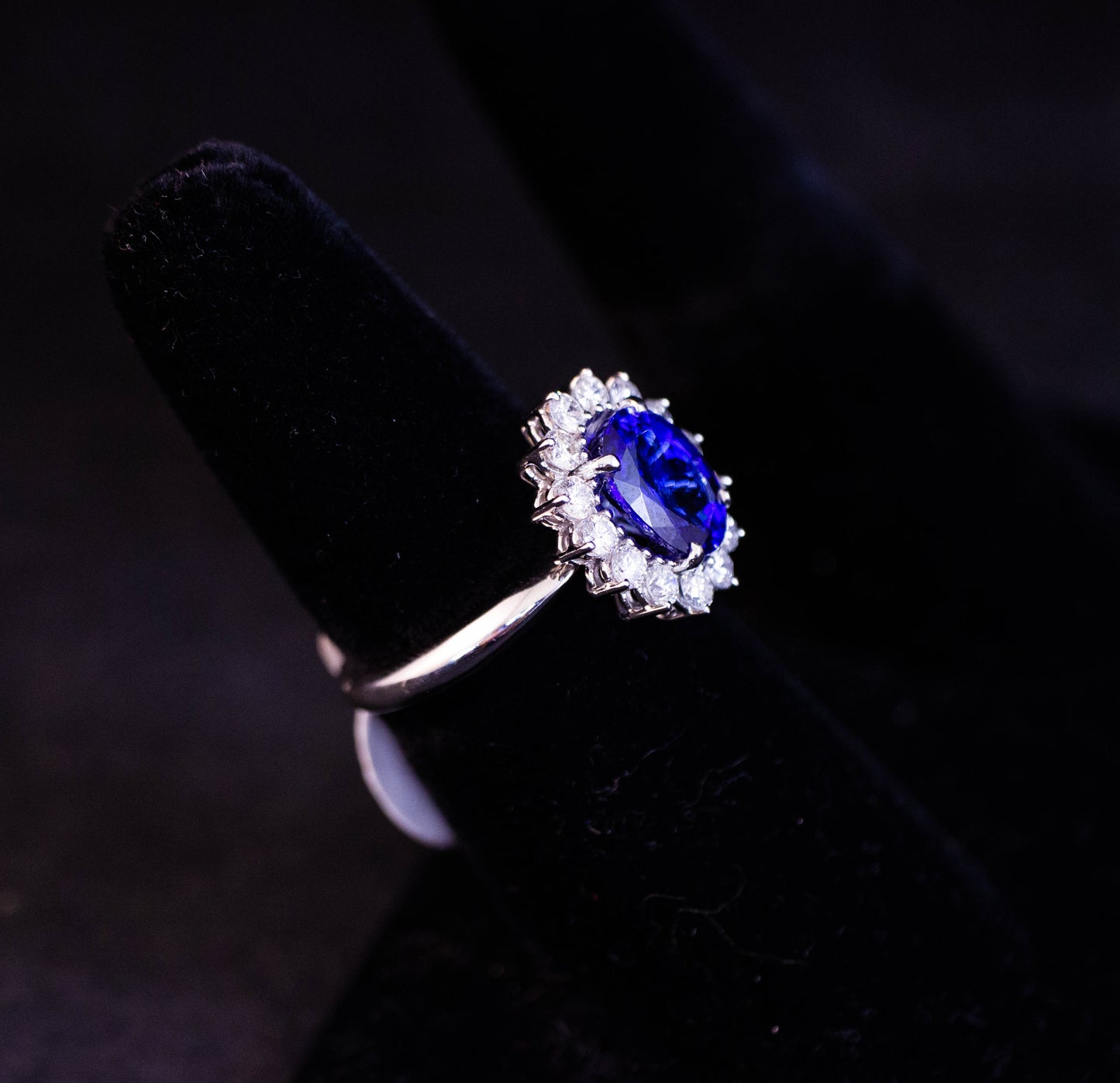 Tanzanite Halo Ring