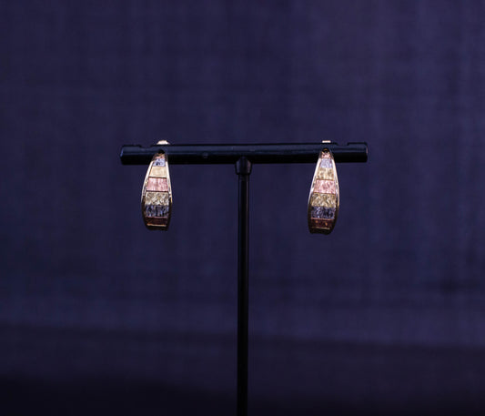 Tri-Colour Gold Earrings