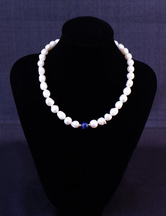 Pearl and Lapis Lazuli Necklace