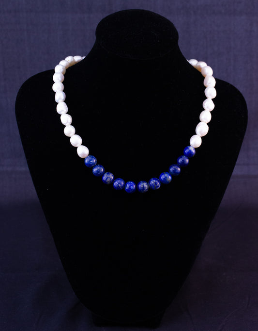 Pearl and Lapis Lazuli Necklace