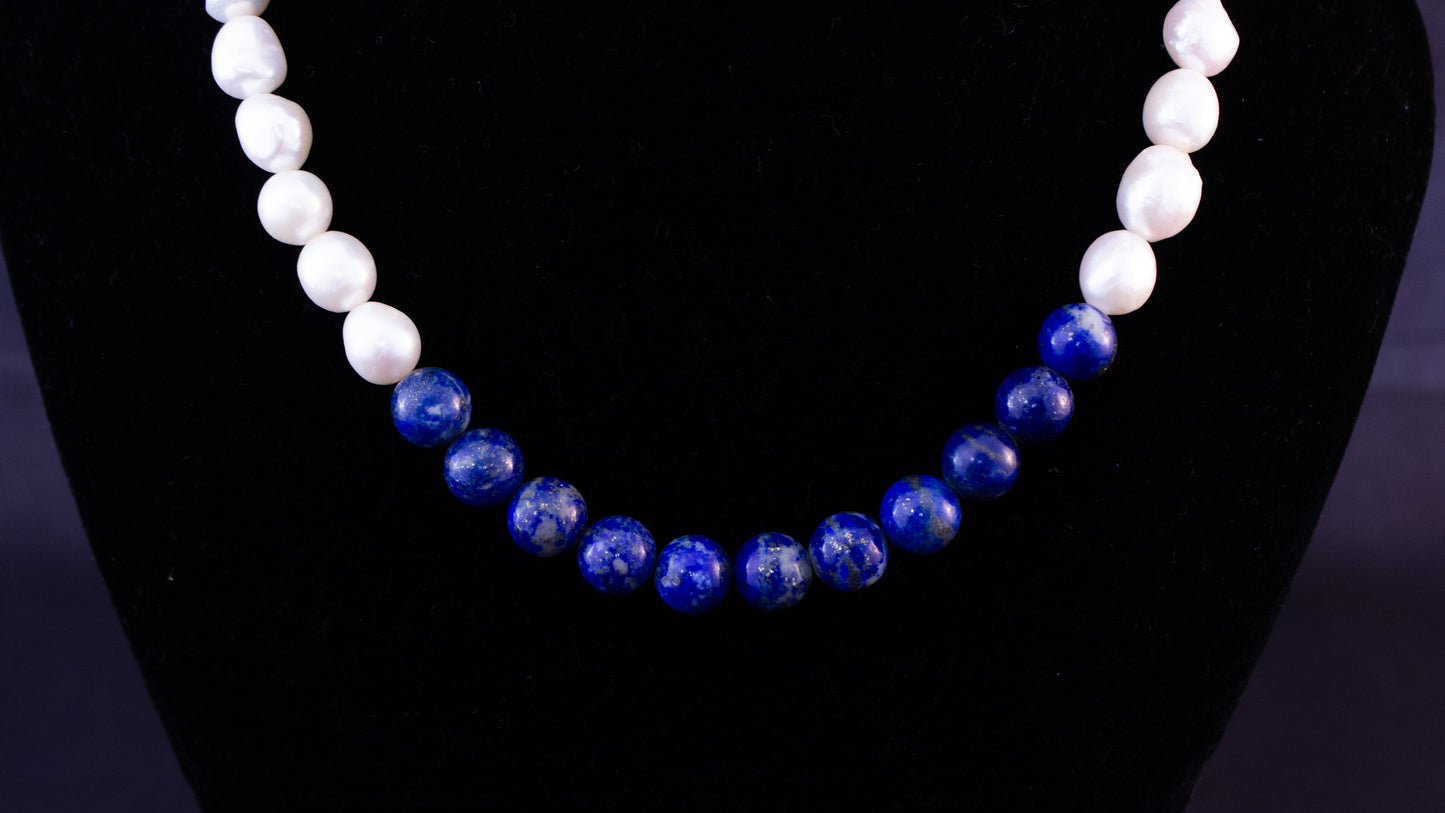 Pearl and Lapis Lazuli Necklace