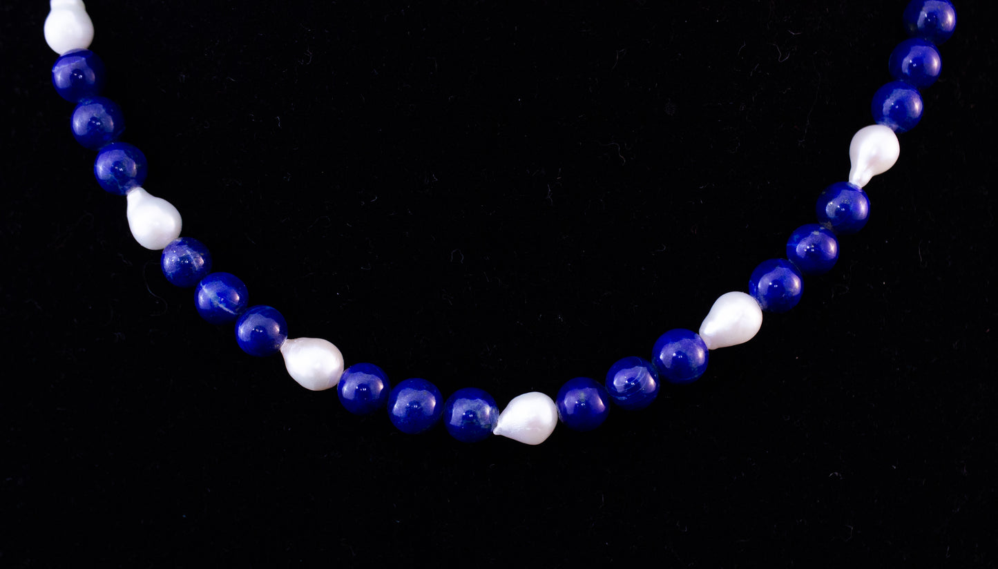 Pearl and Lapis Lazuli Necklace