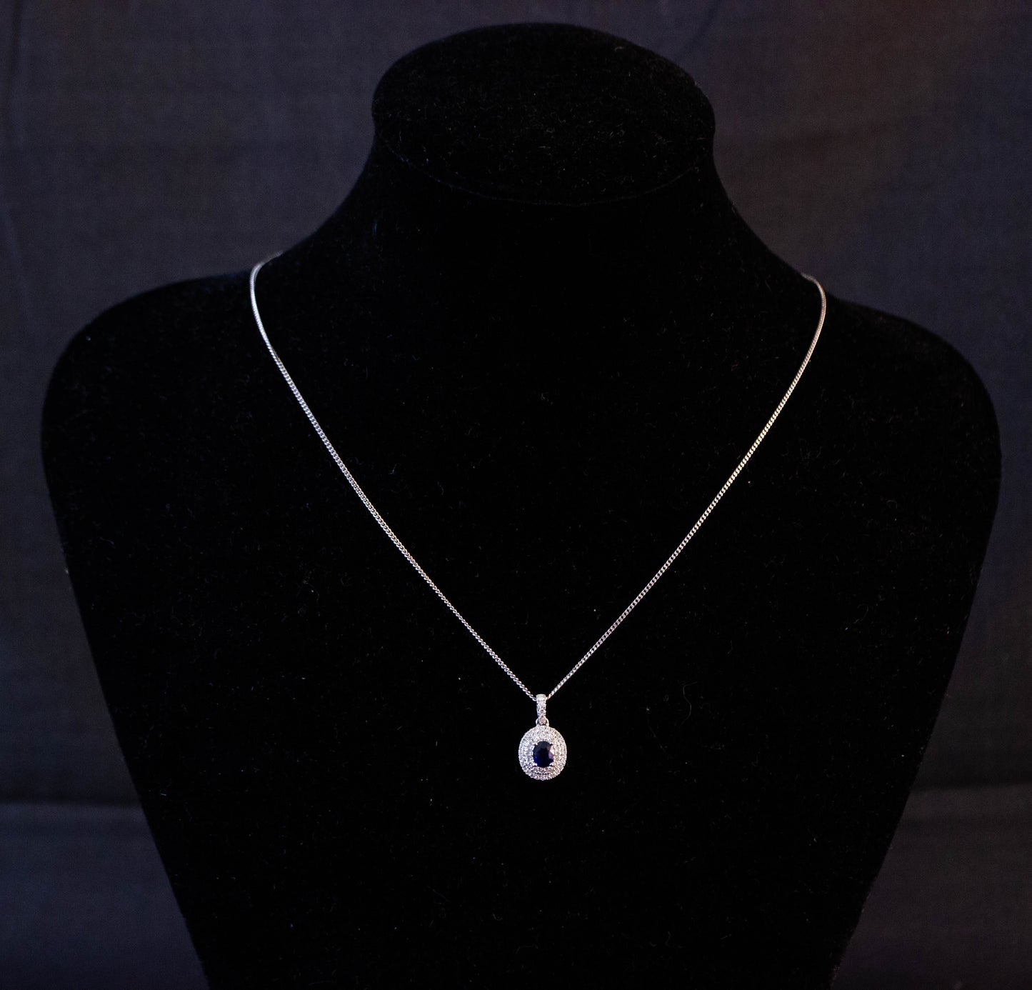 Sapphire Halo Necklace