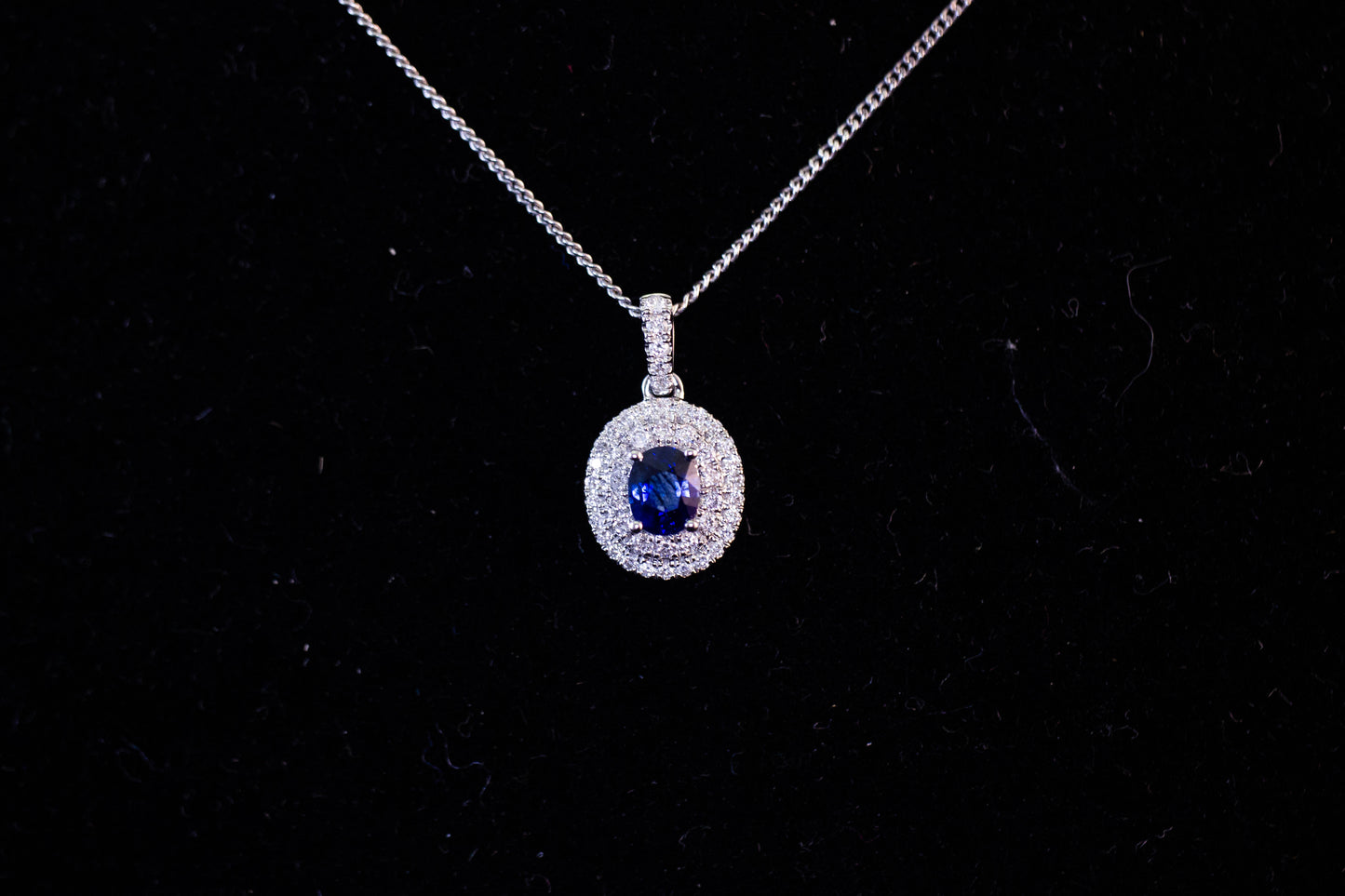 Sapphire Halo Necklace
