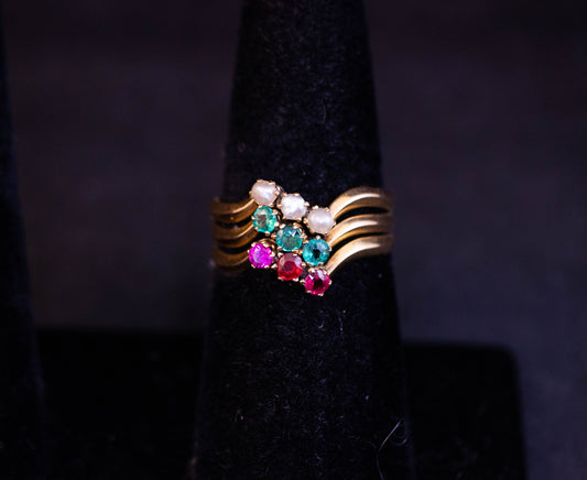 Pearl, Emerald and Ruby Ring