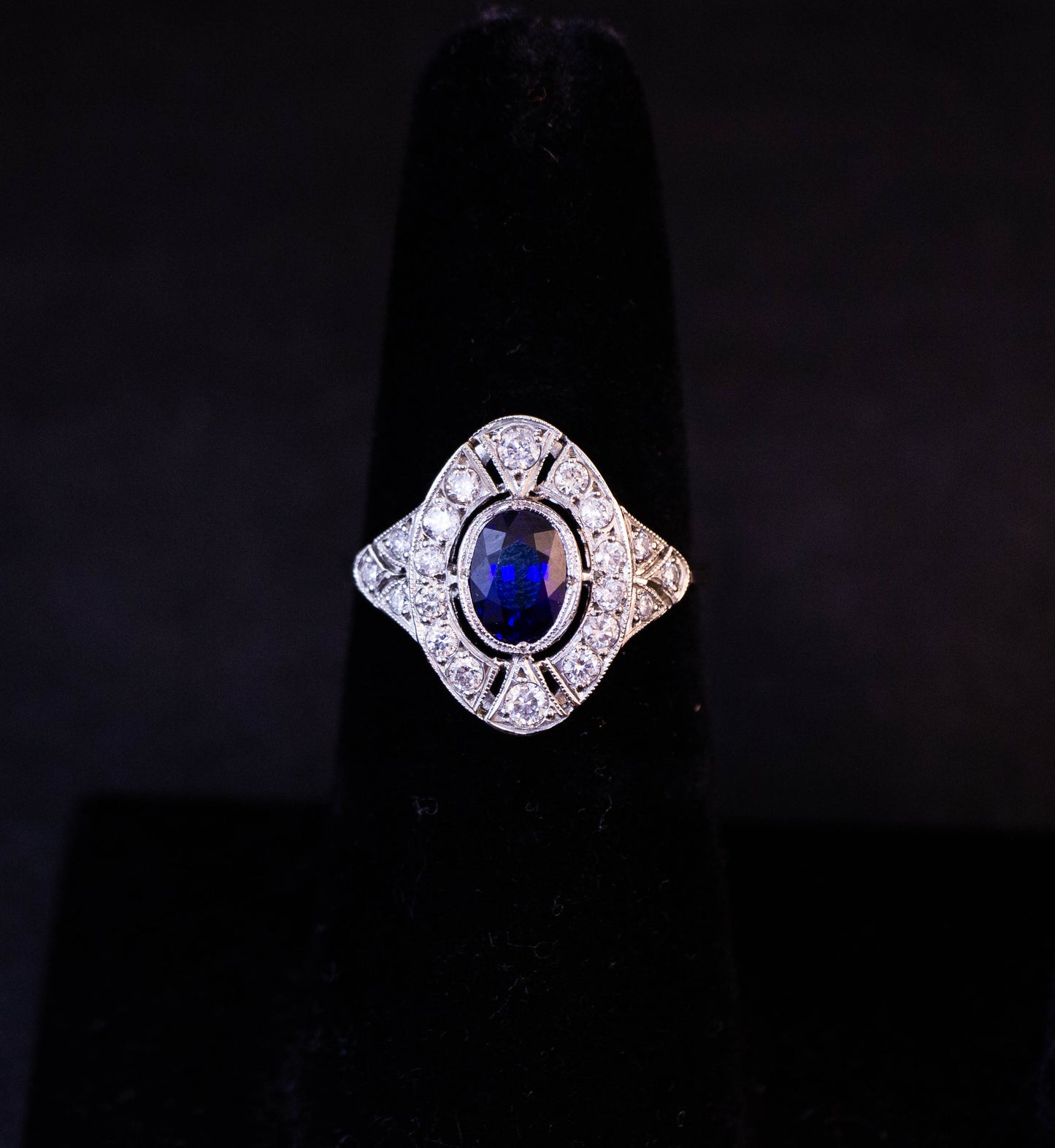 Blue Sapphire Shield Ring