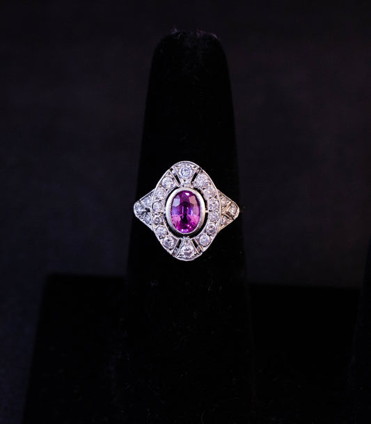 Pink Sapphire Shield Ring
