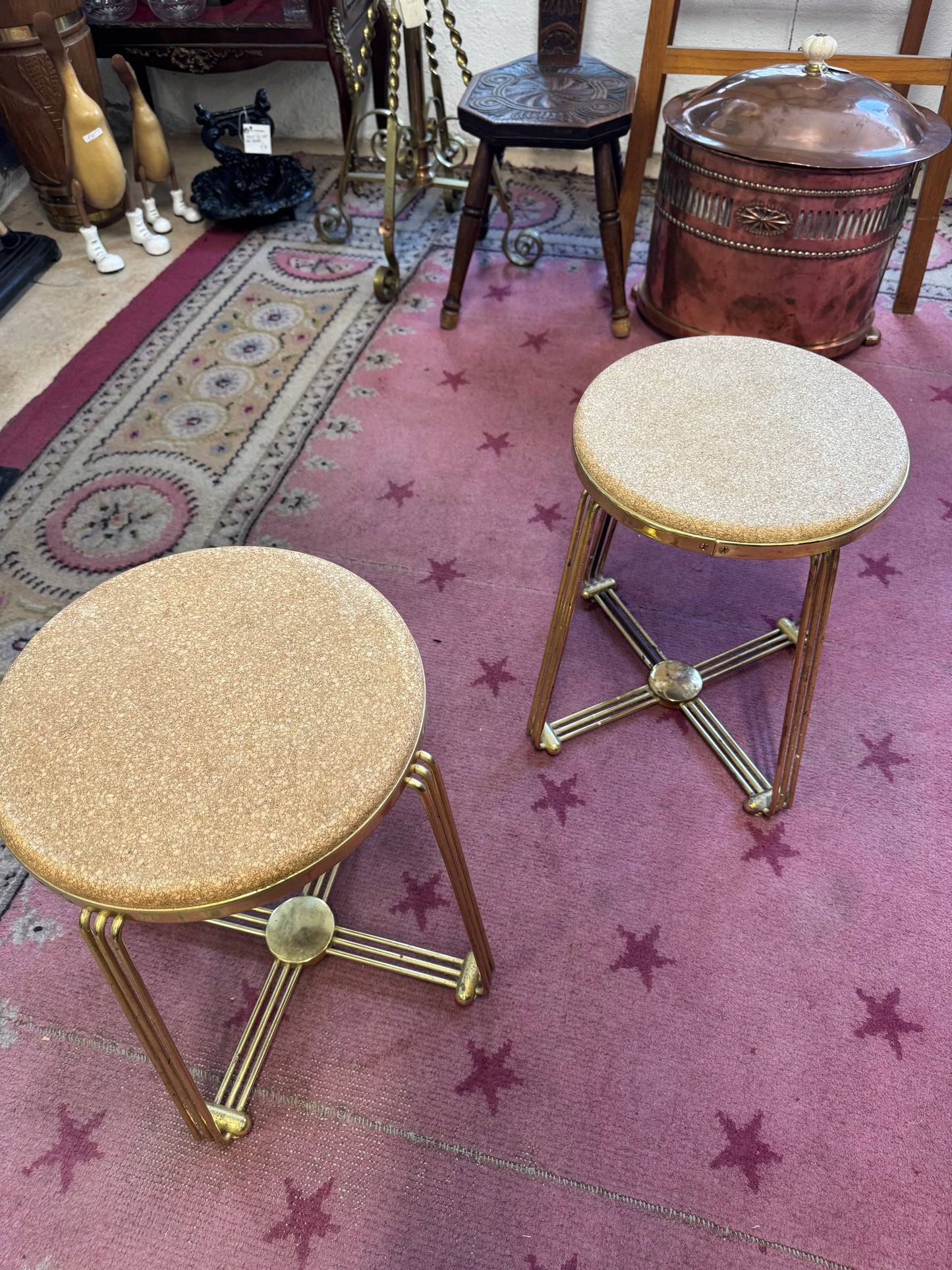 Pair of Funky Mid Century Tubular Stools