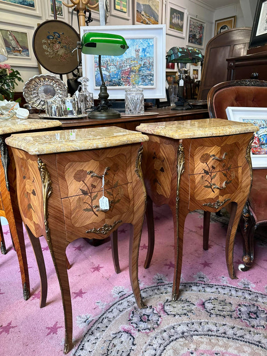 Pair of French Marble Top Lockers