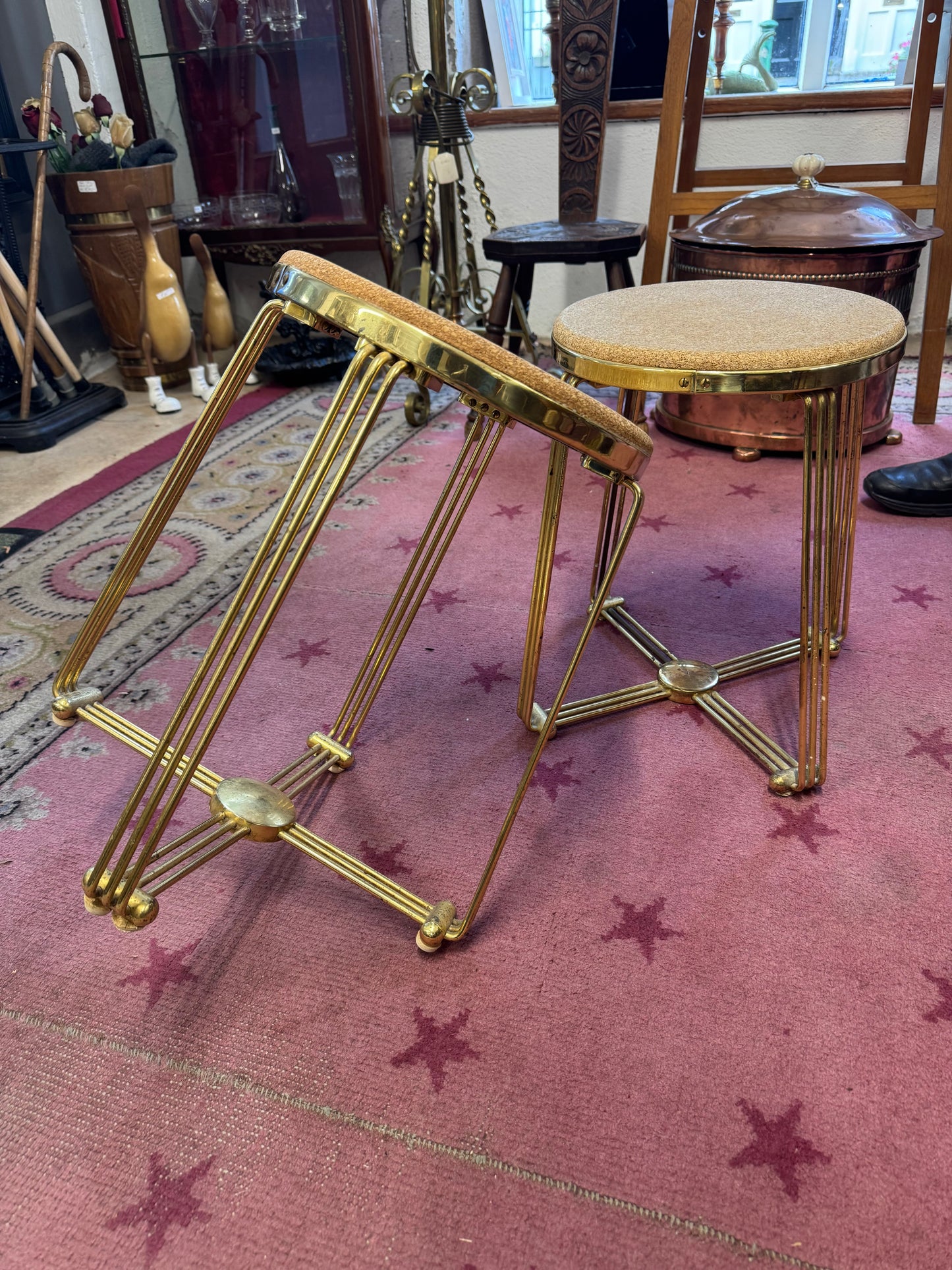 Pair of Funky Mid Century Tubular Stools
