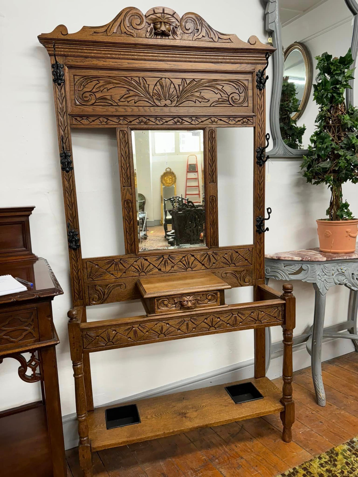 Carved Oak Hallstand