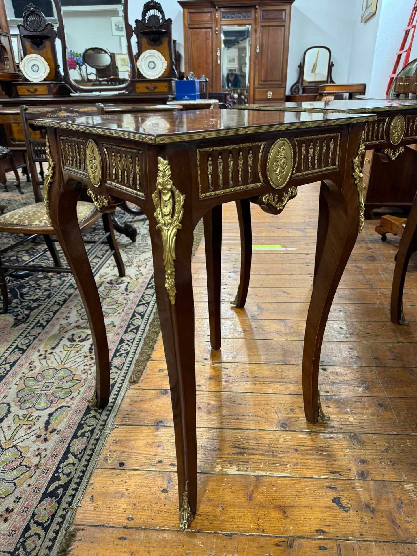 Pair of Vintage French Parquetry Top Tables