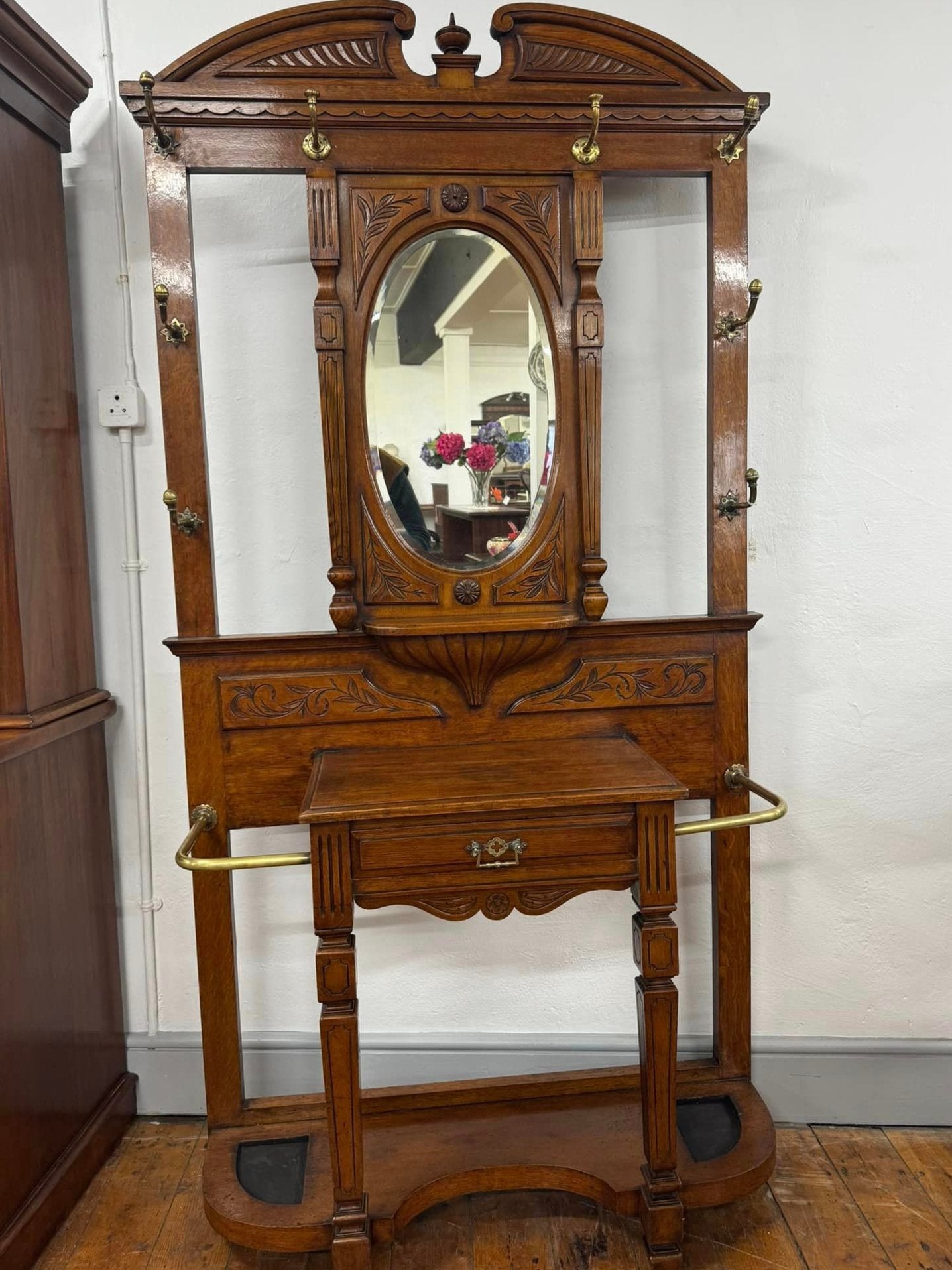 Carved Victorian Mahogany Hallstand