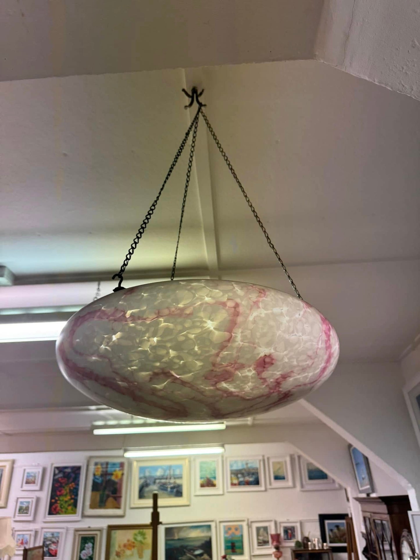 Impressive Art Deco Pink Mottled Light