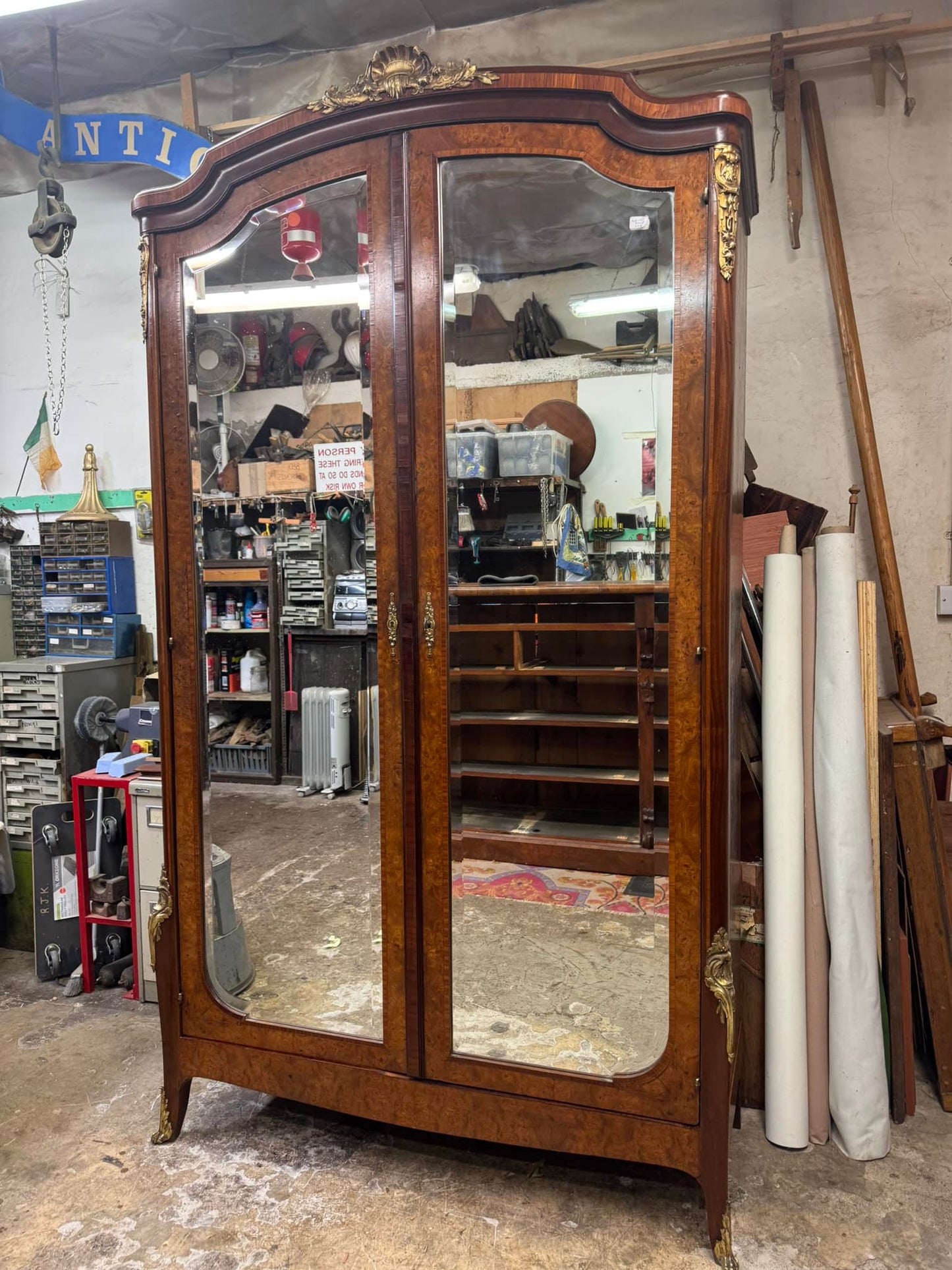 French Inlaid Walnut Armoire