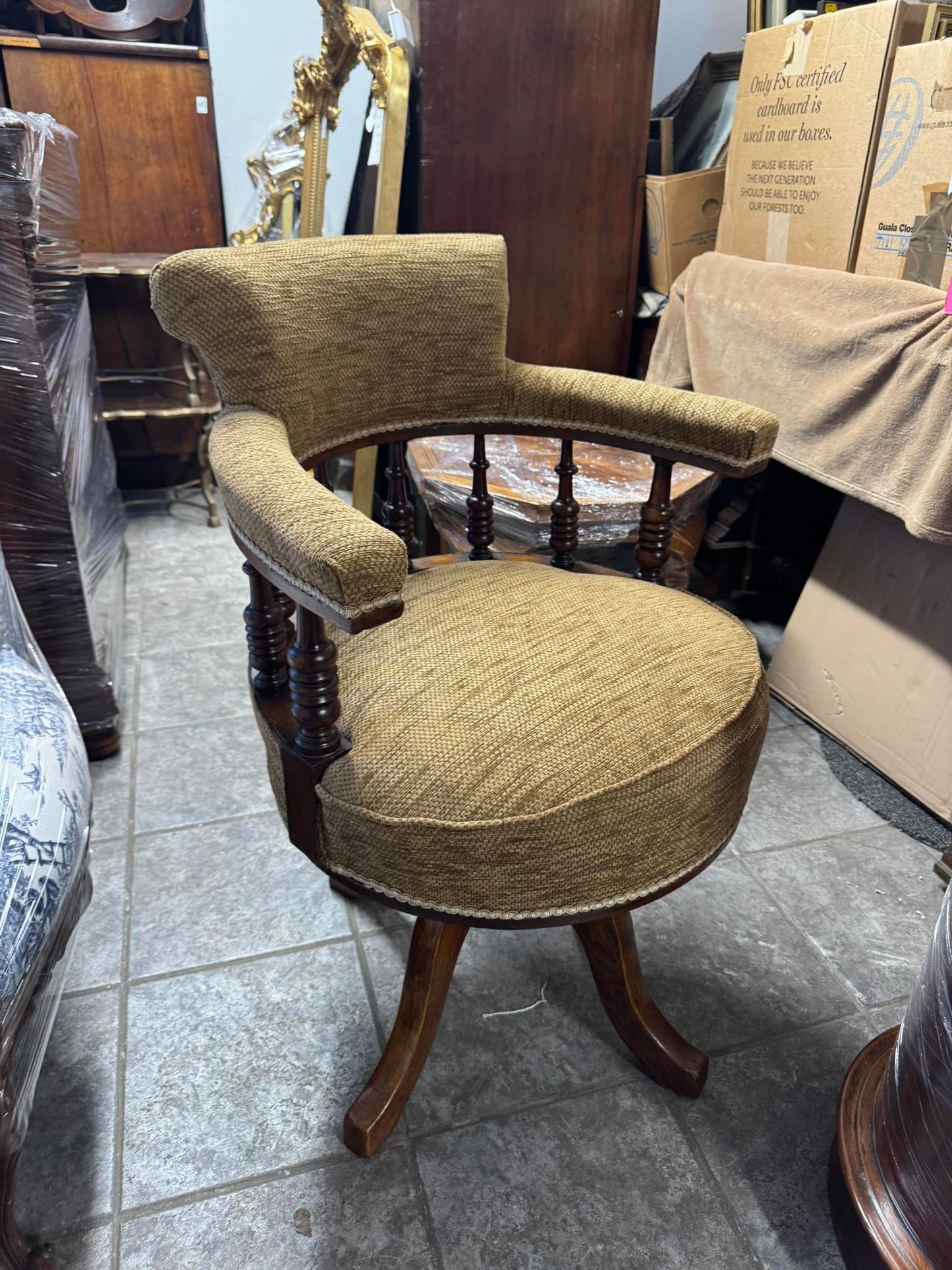 Quality Mahogany Revolving Desk Chair