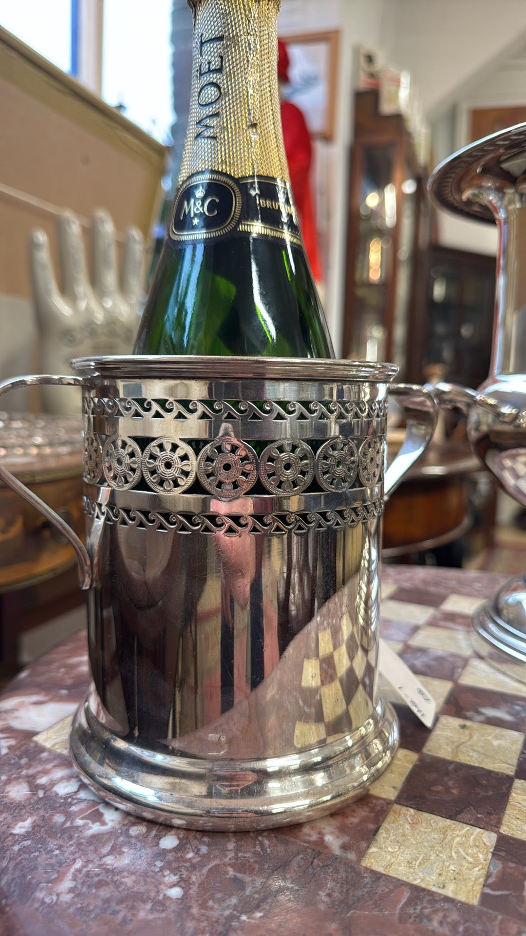 Ornate Silver Plated Bottle Holder