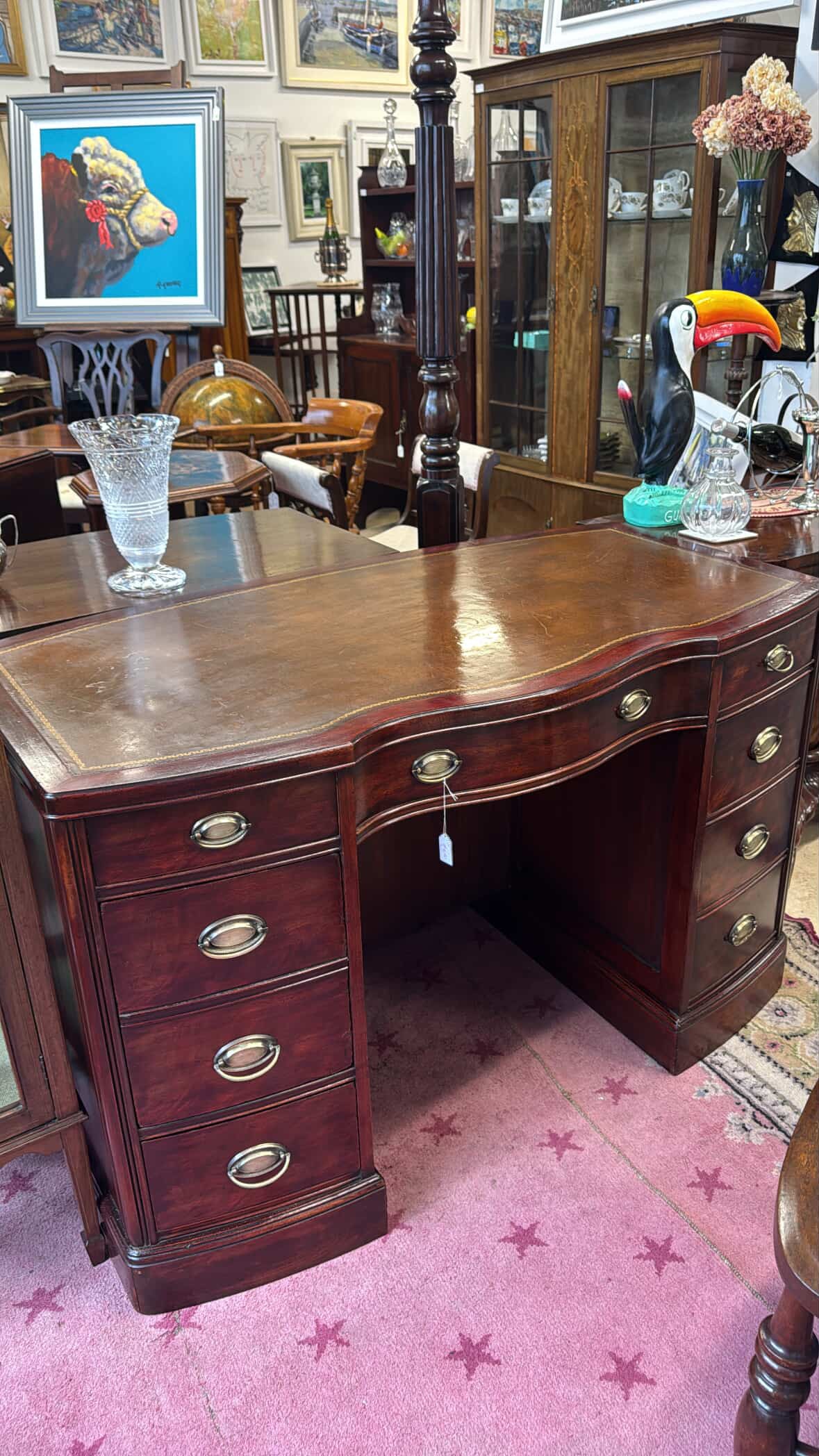 Quality Mahogany Shaped Front Desk