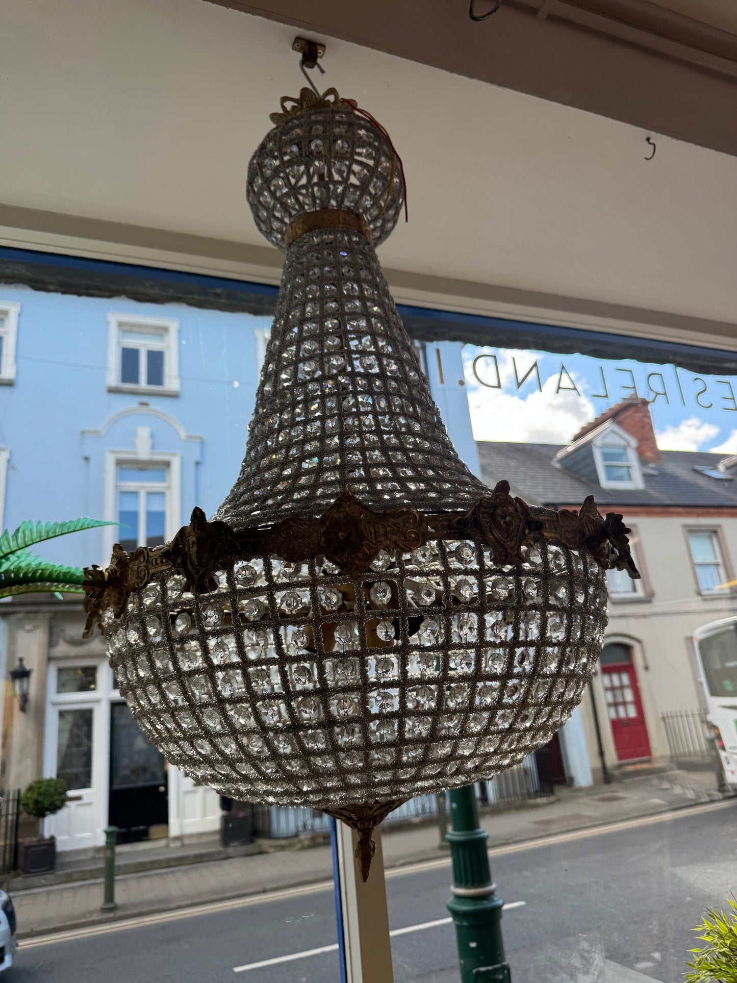 Large French Basket Chandelier