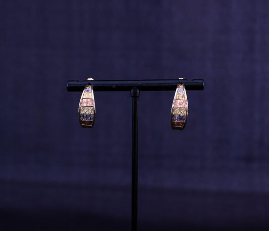 Tri-Colour Gold Earrings