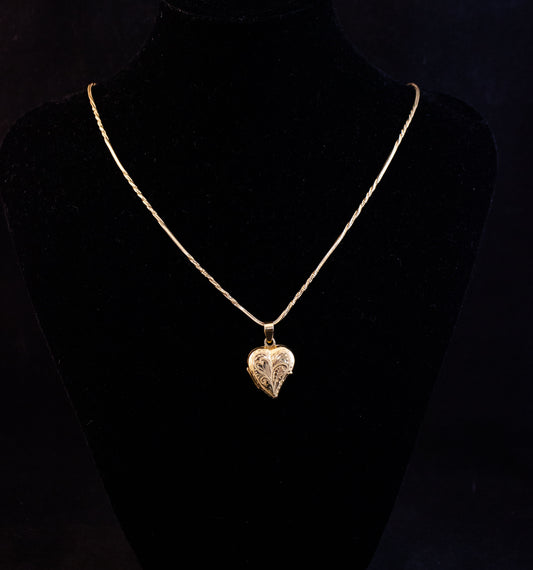 Gold Heart Locket Necklace