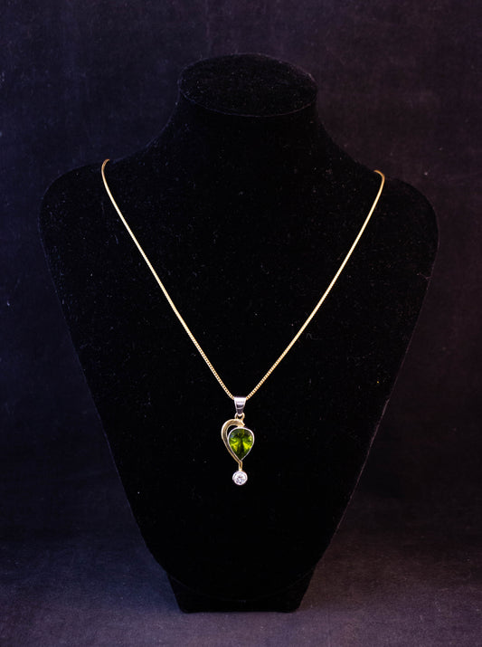 Peridot and Diamond Pendant Necklace