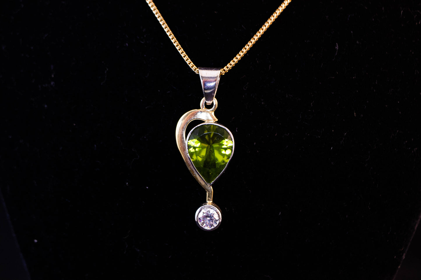 Peridot and Diamond Pendant Necklace