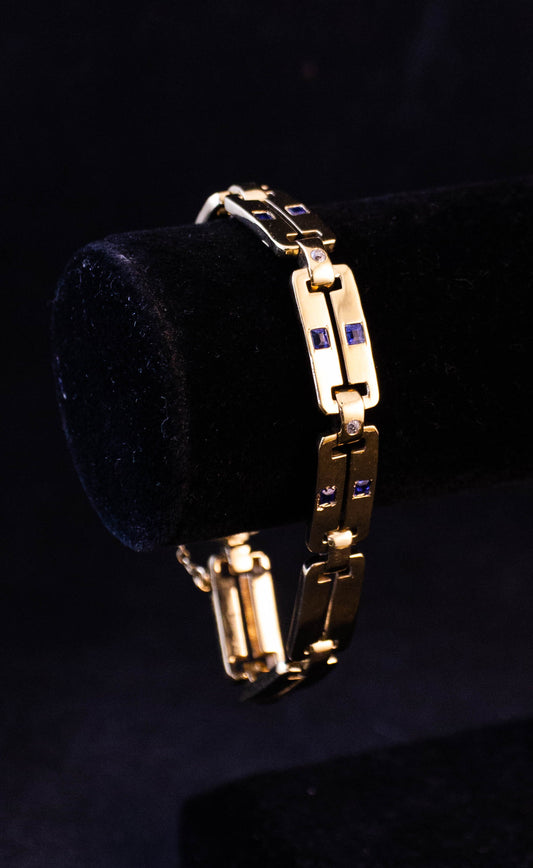 Gold and Sapphire Link Bracelet