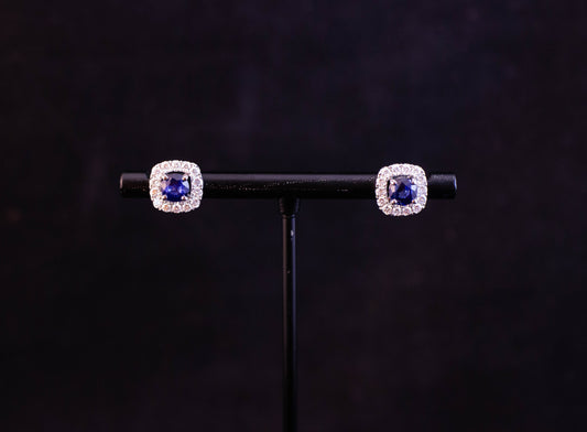 Sapphire and Diamond Halo Earrings