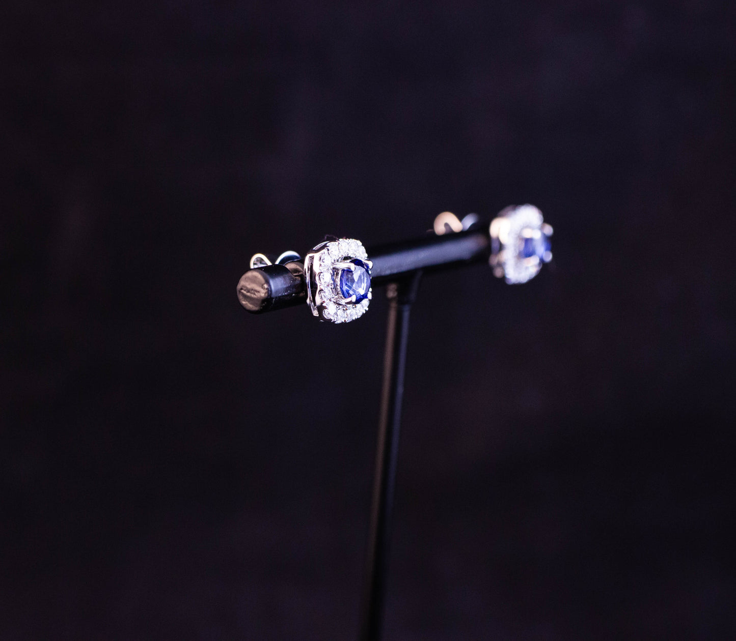 Sapphire and Diamond Halo Earrings