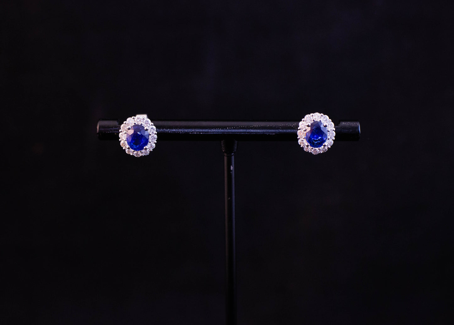 Sapphire and Diamond Halo Earrings