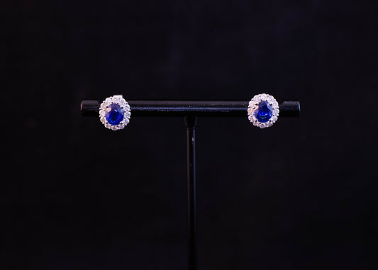 Sapphire and Diamond Halo Earrings