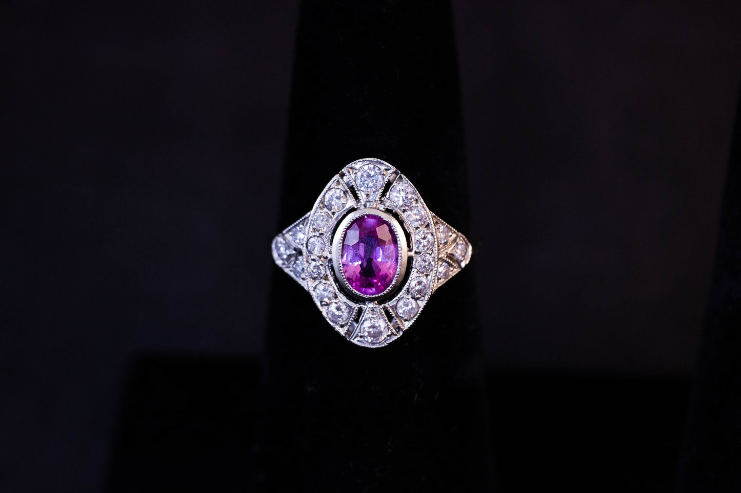 Pink Sapphire Shield Ring