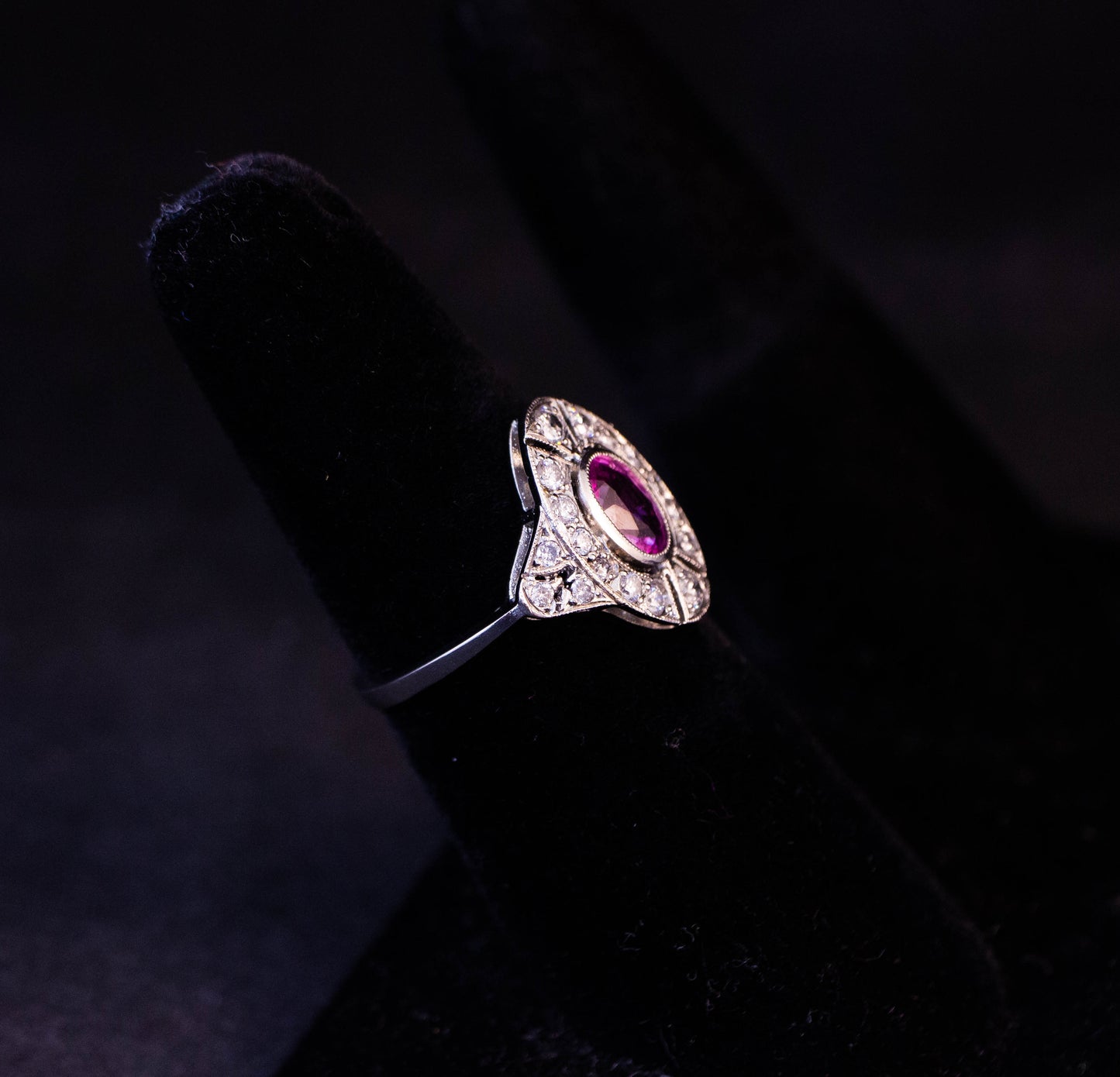 Pink Sapphire Shield Ring
